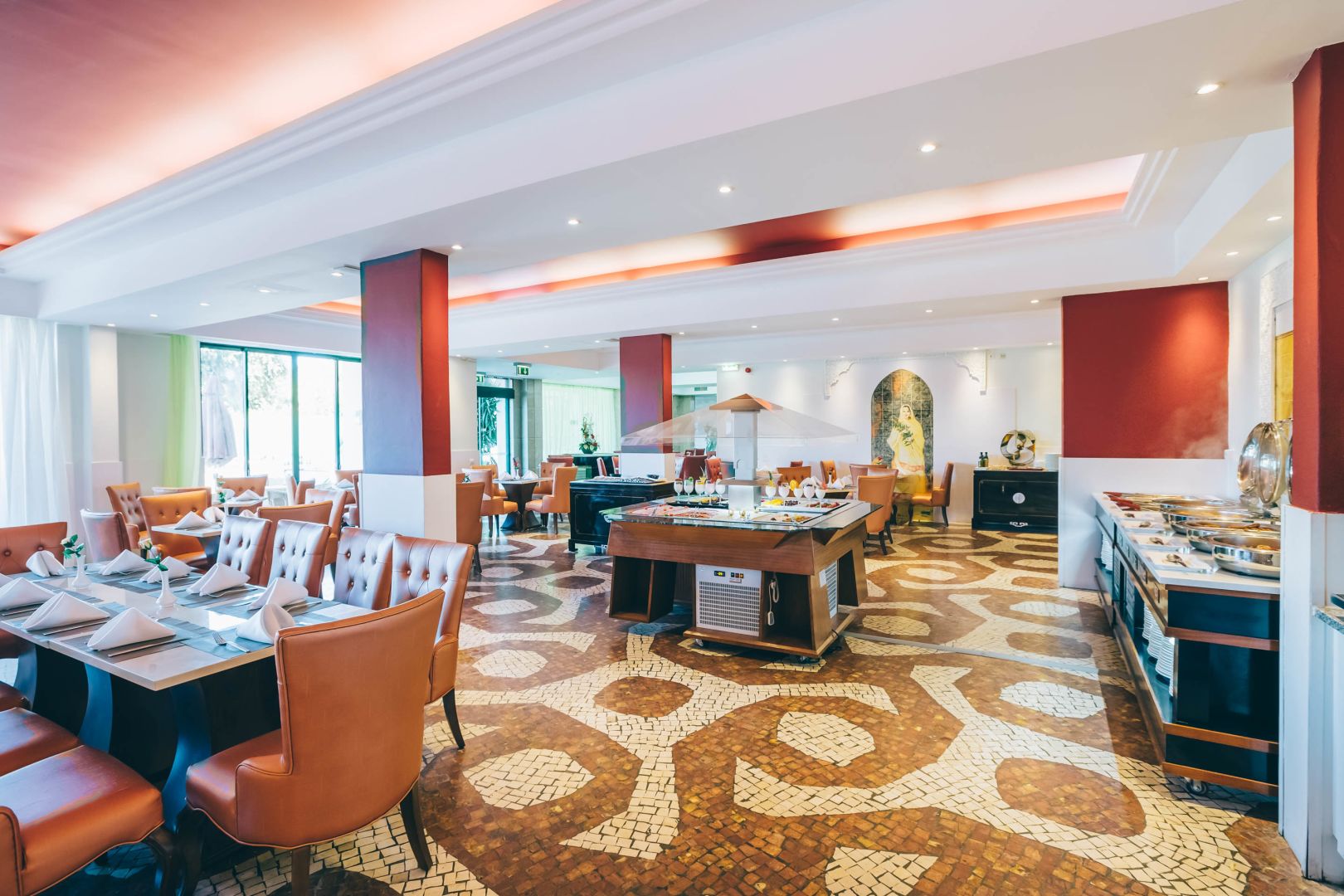 luxurious hotel lobby featuring custom furniture