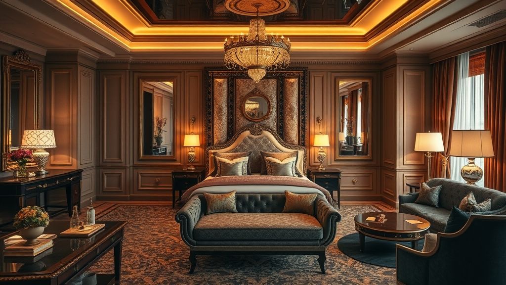camera d'albergo di lusso con mobili su misura