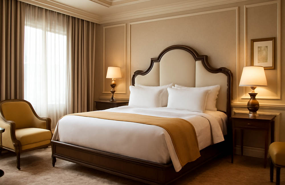 luxurious hotel room with bespoke furniture