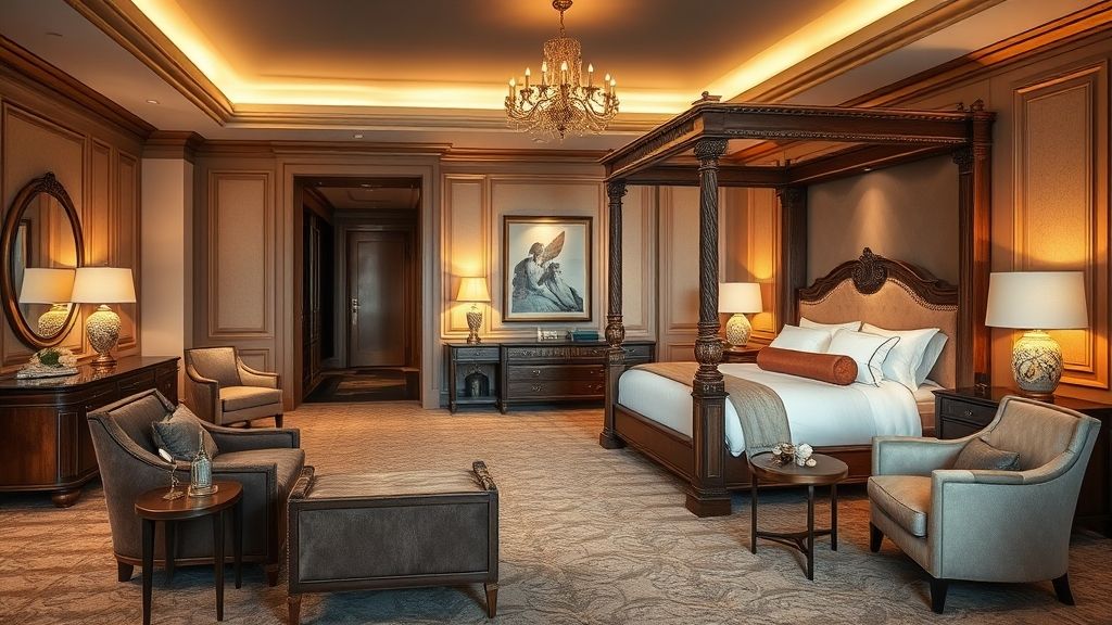 luxury hotel guestroom with custom-designed furniture