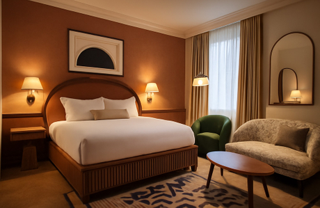 A stylish boutique hotel room with custom designed furniture.jpg