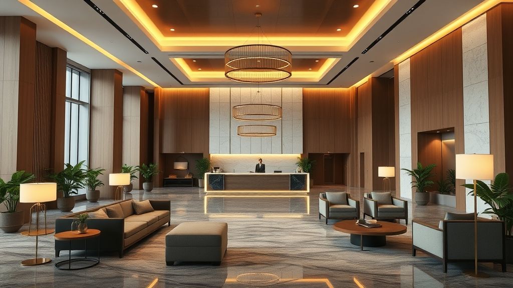 luxury hotel lobby with custom-made furniture