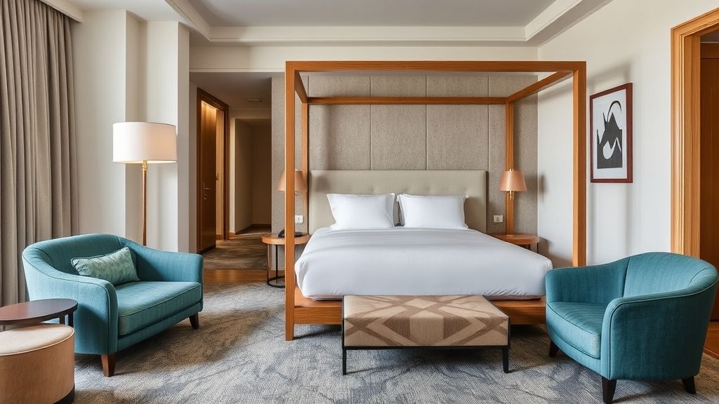 stylish hotel room with bespoke furniture