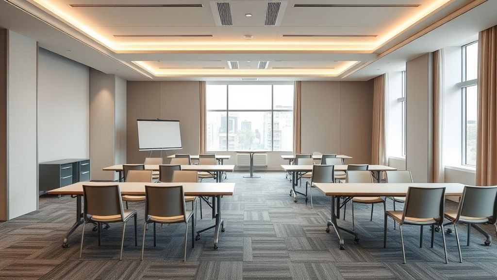 hotel conference room featuring modular furniture