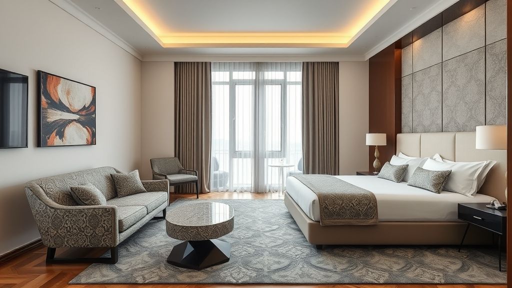 modern hotel room featuring Turkish bespoke furniture