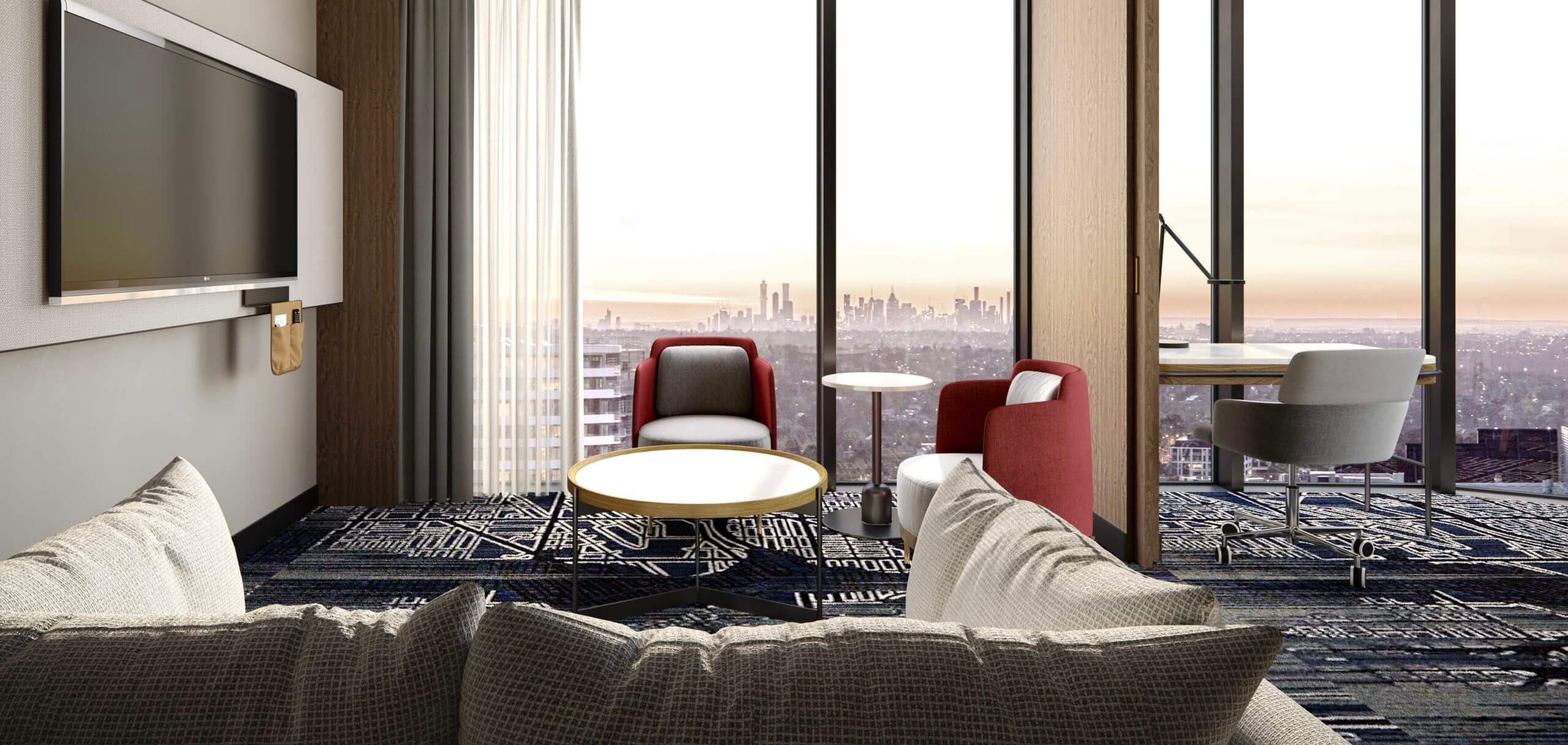 Completed guestroom living area