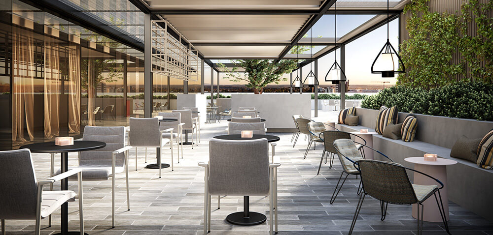 banquette seating in hotel lobby bars and caf&eacute;s in Mercure hotel