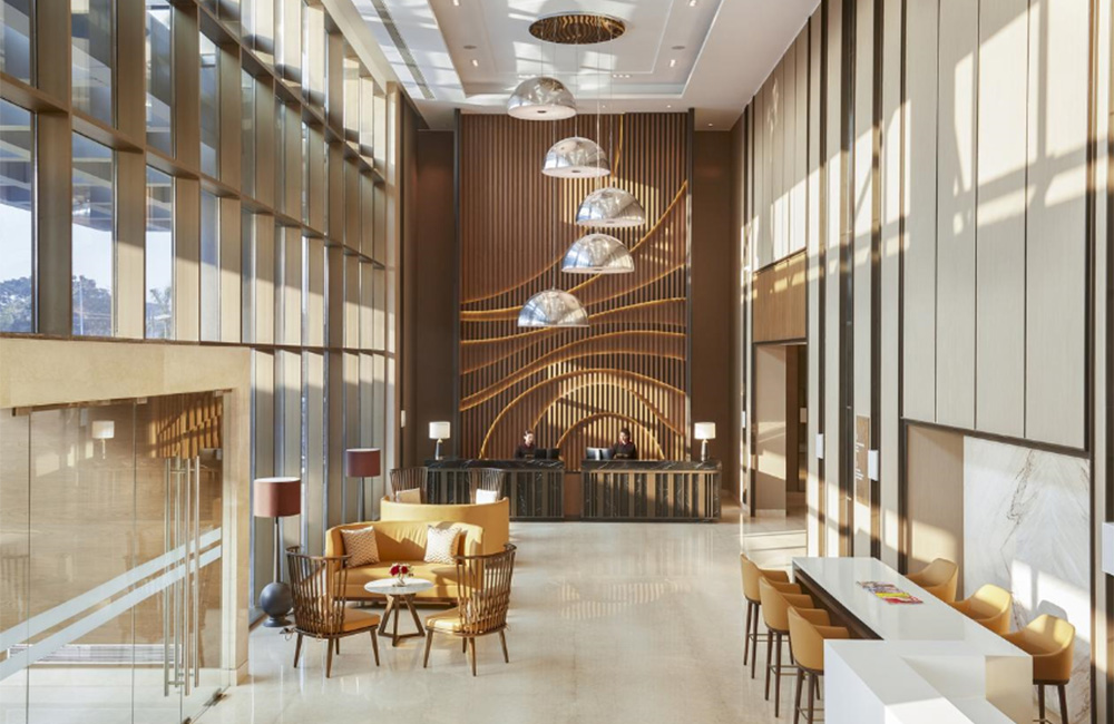 Custom hotel lobby and lounge furniture for Marriott by Tongda Hospitality
