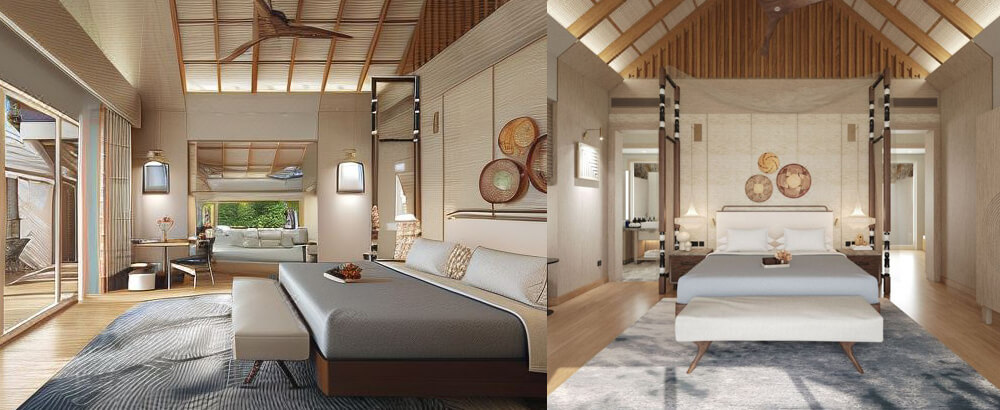 Completed JW Marriott hotel guest room manufactured from approved shop drawings