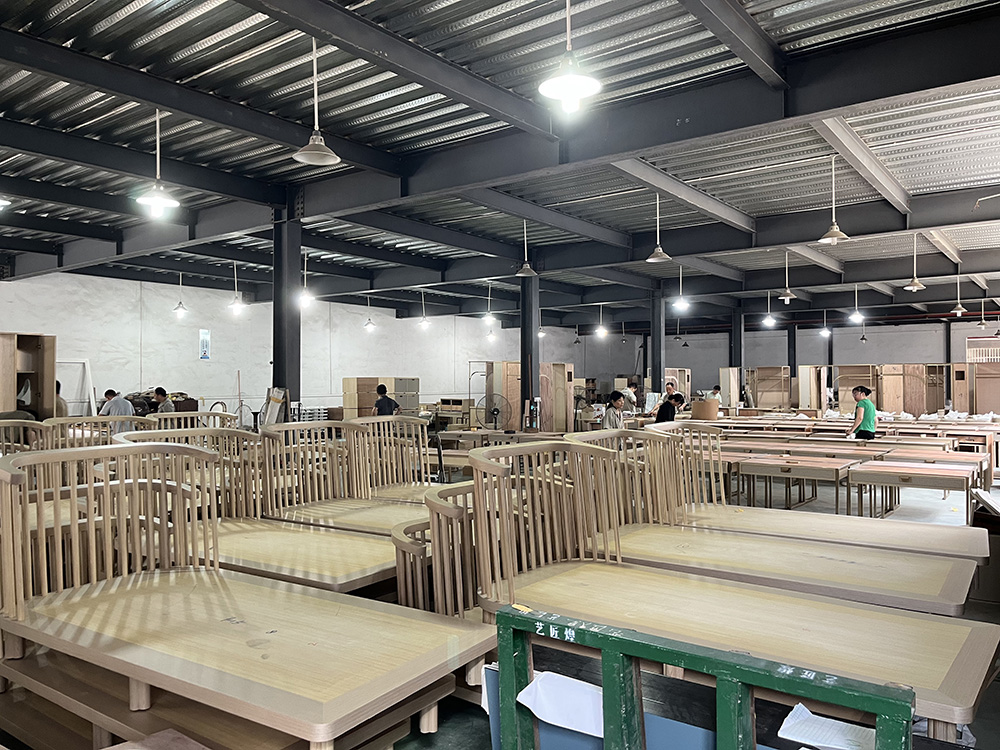 Hotel furniture production at a custom furniture manufacturing factory