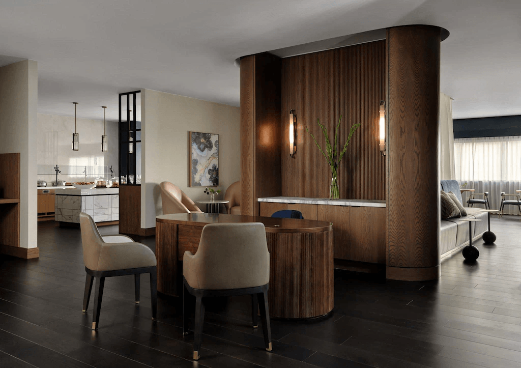 Hotel furniture scope division across guest rooms and public areas